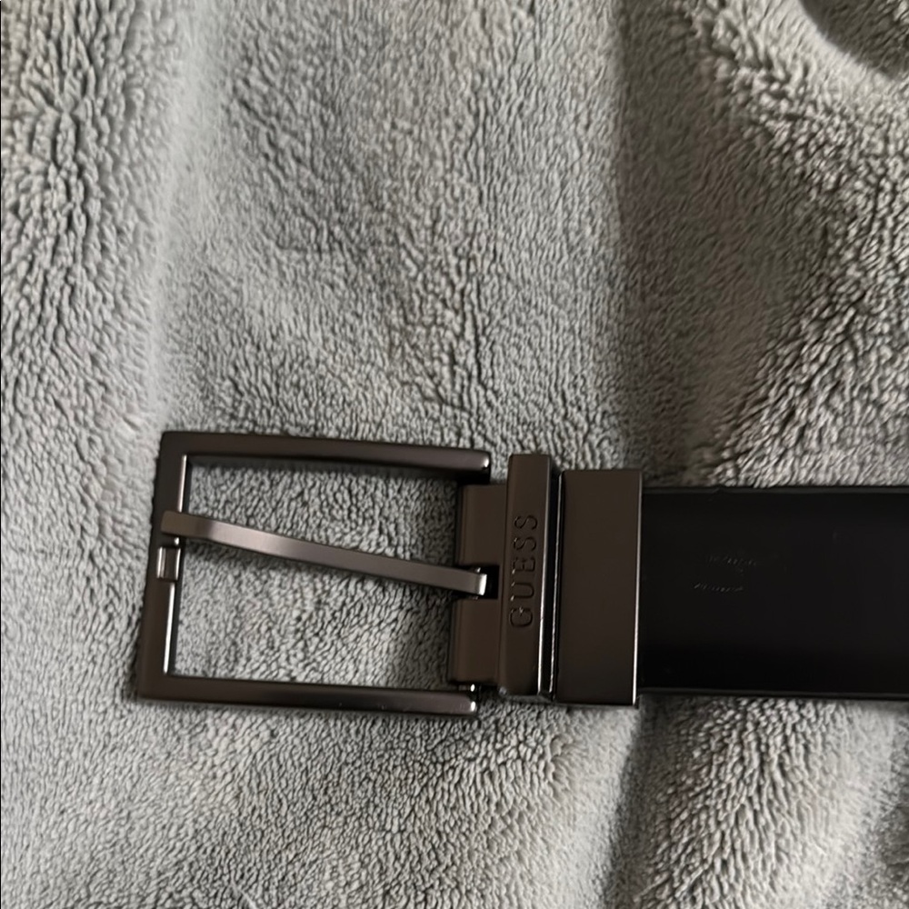Guess Black Leather Belt with Matte Buckle